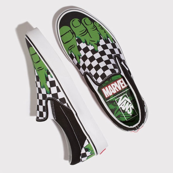 NEW Vans Marvel Hulk Classic Checker Slip-On Shoes - Picture 5 of 8